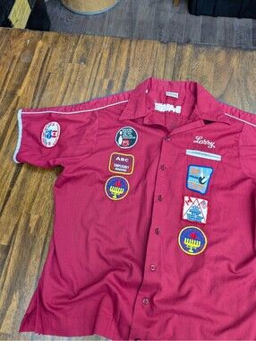 King Louie Vintage Bowling Shirt XL Patches B'nai B'rith